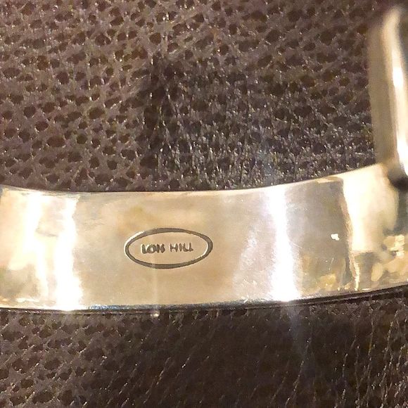 LOIS HILL Mother of Pearl Sterling Silver Cut Out Cuff Bracelet Thin Vintage - Picture 9 of 17